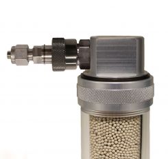 SPure DS H2O filter, 1/4" stainless steel quick connect fittings, right angle cap